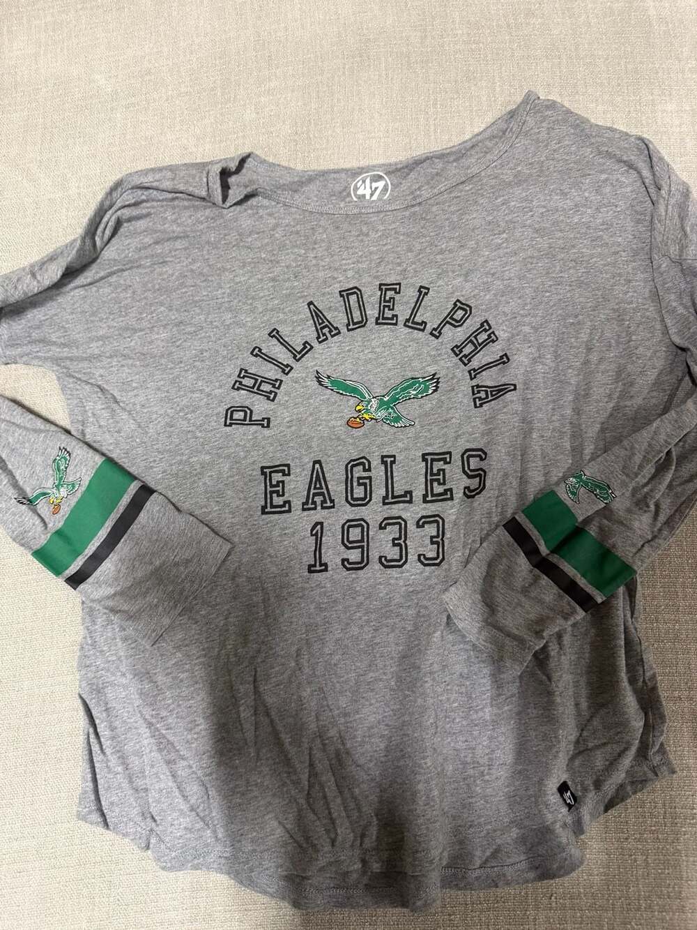 47 Brand Philadelphia Eagles Women's Grey Long Sleeve T-Shirt